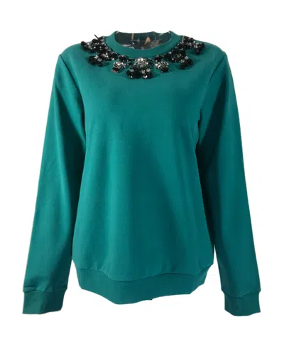 Sportmax Long-sleeved Hoodie In Green