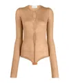 Sportmax Ribbed Slim Fit Bodysuit With Button Closure In Brown