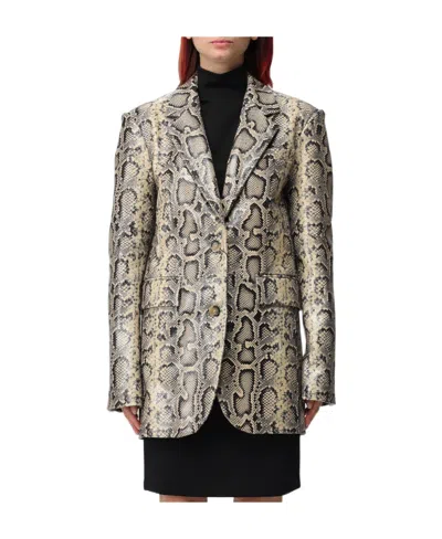 Sportmax Long Sleeved Lapel Suit Jacket In Gray