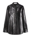 Sportmax Long-sleeved Leather Shirt In Black