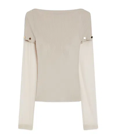 Sportmax Long-sleeved Sweater In White