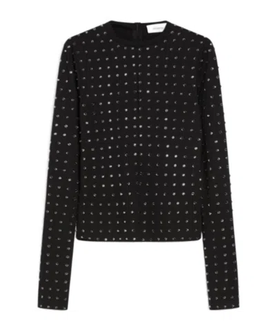 SPORTMAX SPORTMAX ALL-OVER EMBELLISHED CREWNECK TOP