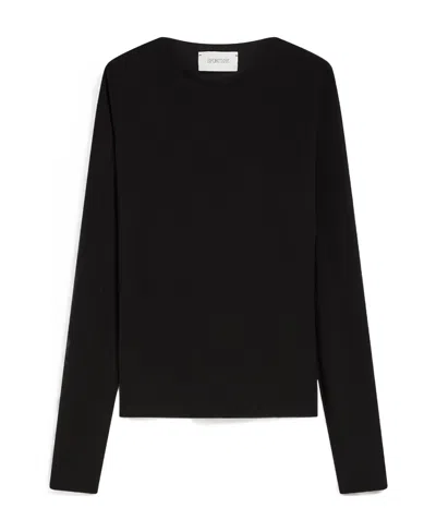 Sportmax Long-sleeved T-shirt With Round Neck In Negro