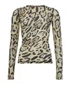 Sportmax Animalier Print Sheer Long Sleeve Top In Nude
