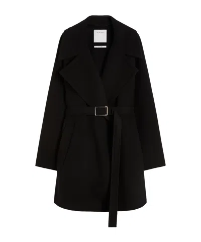 Sportmax Long-sleeved Wool Coat In Black