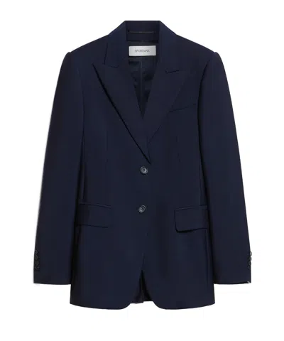 Sportmax Long-sleeved Wool Suit Coat In Black