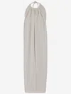 Sportmax Sleeveless Long Viscose Dress With Gathered Neckline And Open Back In White