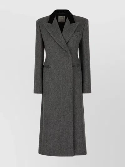 SPORTMAX LONG WOOL COAT WITH STRUCTURED SHOULDERS