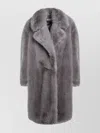 Sportmax Longline Faux Fur Coat With Notched Lapels In Gray