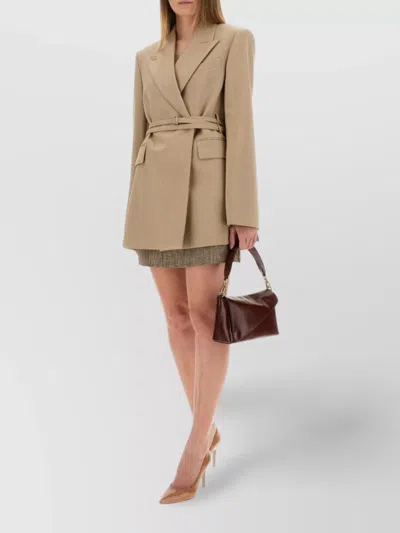 Sportmax Longline Fitted Jacket Belted Waist In Brown