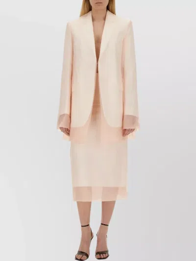 Sportmax Longline Sheer Overlay Notched Lapel Jacket In Neutral