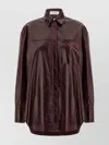 Sportmax Longline Shirt With Chest Pocket And Collar In Burgundy
