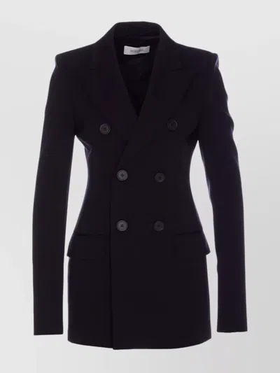 Sportmax Longline V-neck Jacket Button Detailing In Black
