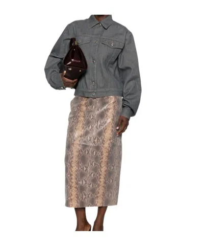 Sportmax Long-sleeve Denim Jacket In Gray