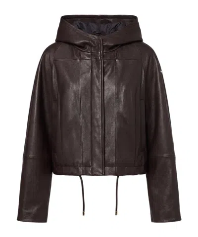 Sportmax Long-sleeve Leather Jacket In Blue