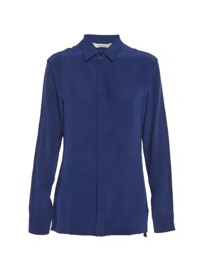 Pre-owned Sportmax Long-sleeve Silk Shirt In Blue