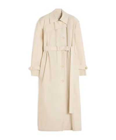 Sportmax Long-sleeve Trench Coat In White