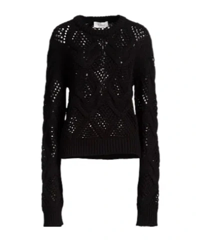 Sportmax Long-sleeved Knitted Sweater In Black