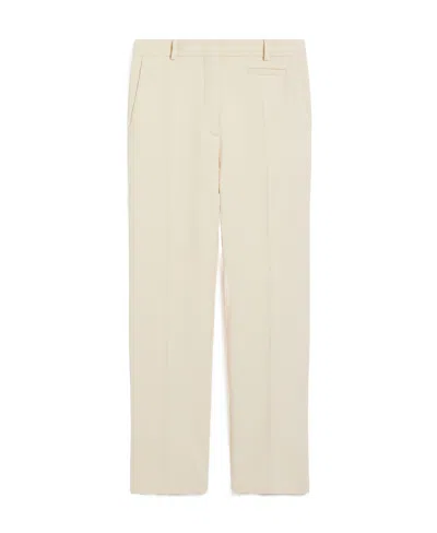 Sportmax Low-waisted Wool Casual Trousers In White