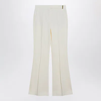 Sportmax Low-rise Flare Trousers In Viscose And Textile Paper In Neutral