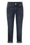 Sportmax Denim Trousers With Back Pockets And Contrast Stitching In Dark Blue