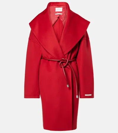 Sportmax Luciana Virgin Wool Wrap Coat In Red