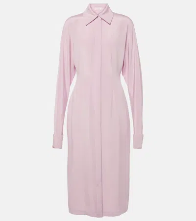 Sportmax Lugano Silk-blend Crêpe Shirt Dress In Pink