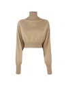 Sportmax Virgin Wool Cropped Ululato Sweater In Brown