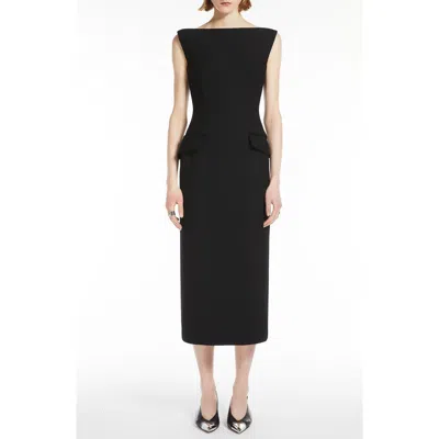 Sportmax Macao Convertible Stretch Gabardine Sheath Dress In Black
