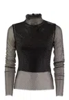 Sportmax Valdai Embellished Fishnet Crop Top In Black