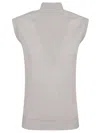Sportmax Turtle Neck Sleeves Less Woven 'vertigo' Top In White