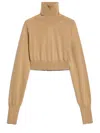 Sportmax Maglia Ululato A Lupetto Cropped In Beige