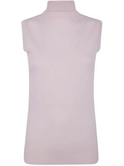 Sportmax Eschimo Sleeveless Turtleneck Knit Top In White
