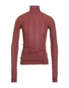 Sportmax Man Turtleneck Rust Size L Wool, Polyamide, Polyester In Red