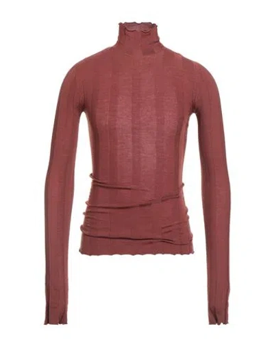 Sportmax Man Turtleneck Rust Size L Wool, Polyamide, Polyester In Red
