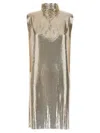 Sportmax Frilled High-neck Sequin Metallic Minidress In Gold
