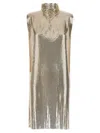 Sportmax Frilled High-neck Sequin Metallic Minidress In Metallic