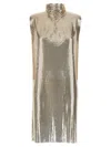 Sportmax Frilled High-neck Sequin Metallic Minidress In Silver