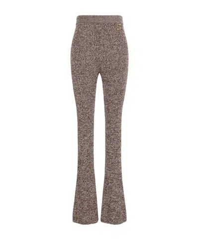 Sportmax Marled Flared Knitted Trousers In Brown