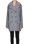 Sportmax Martora Oversized Virgin Wool Peacoat In Light Grey