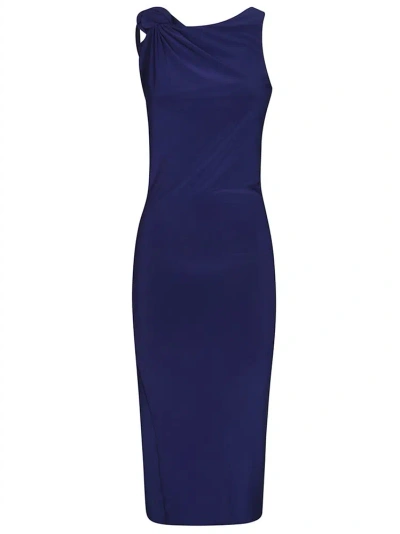 Sportmax Max Mara Draped Sleeveless Dress In Blue
