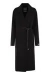 Sportmax Belted Double-breasted Coat In Black