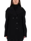 Sportmax Double-breasted Coat Front Pockets In Black