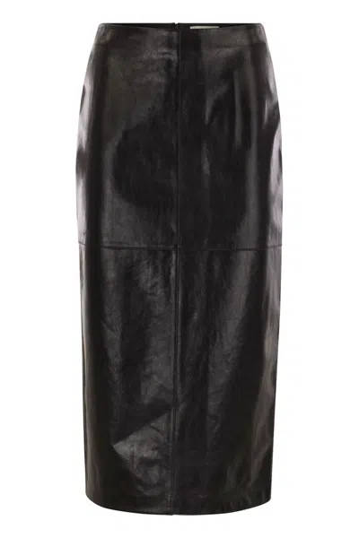 Sportmax Max Mara  Afa - Gonna Longuette In Pelle In Black
