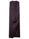 Sportmax Wraparound Satin Dress Side Slit In Multi