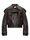 Sportmax Short Trench Coat With Patent Effect And Bomber Inspired Details In Brown