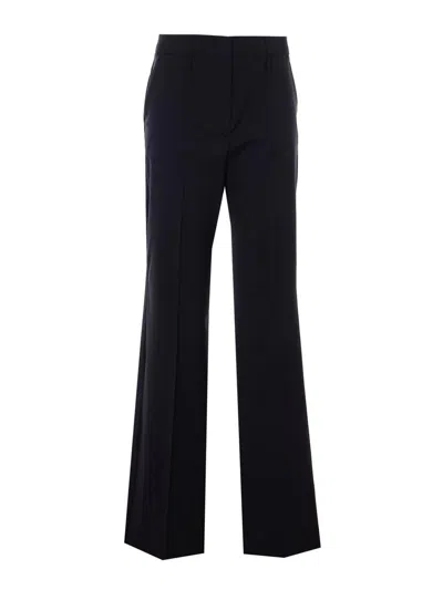 Sportmax Flared Trousers In Pure Natural Stretch Wool In Black