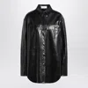 Sportmax Leather Shirt Jacket Chest Pocket In Black