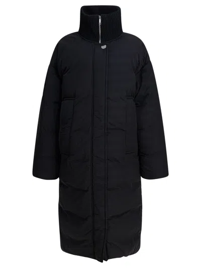 Sportmax Max Mara  Black Padded Polyamide Coat In Animal Print