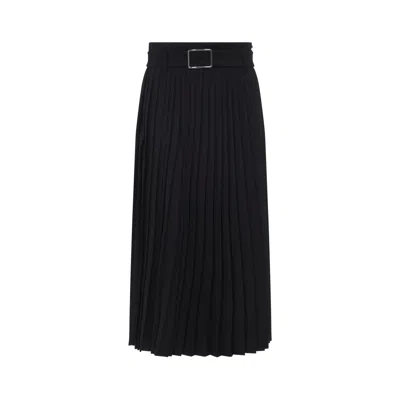 Sportmax Max Mara  Black Panteon Wool Midi Skirt In Metallic